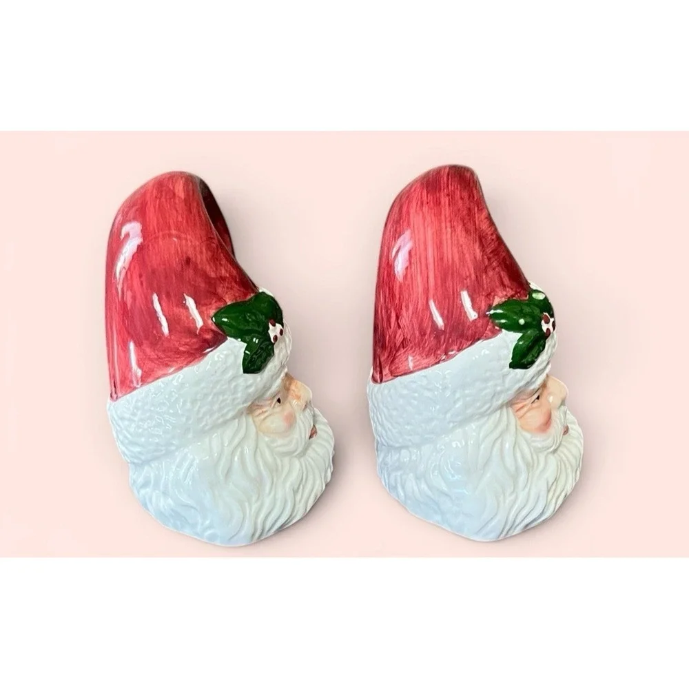 Holly Tree 2 Santa Claus Figurines Christmas Holiday Holly‎ Jolly Merry Vintage